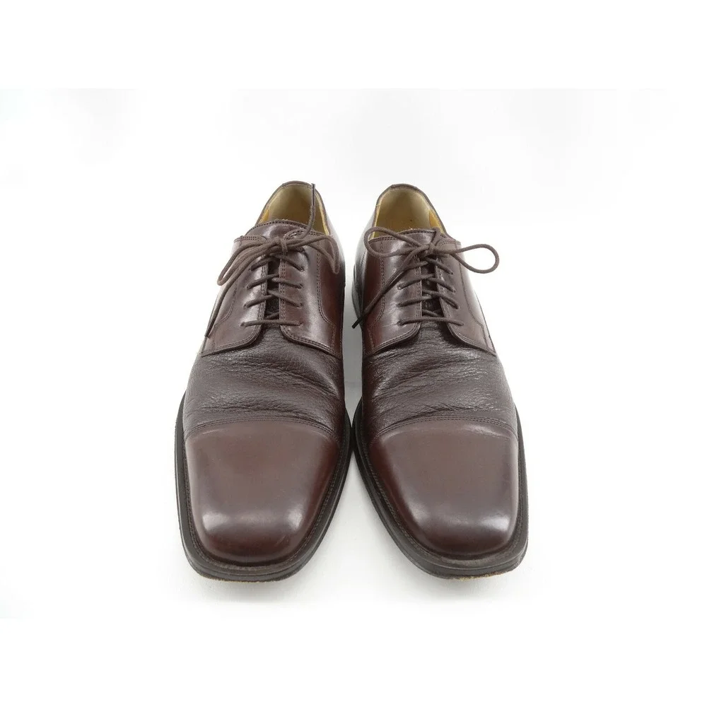 Johnston Murphy Corbett II Brown/Mahogany  Leather Cap Toe Oxford Shoes SZ 9.5 M